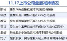 11月17日上市公司减持汇总：远翔新材等6股拟减持（表）