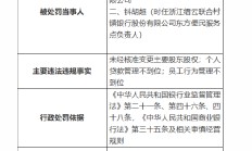 浙江缙云联合村镇银行被罚95万元：未经核准变更主要股东股权、个人贷款管理不到位、员工行为管理不到位