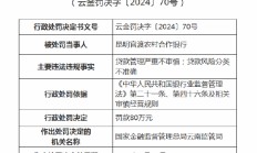 昆明官渡农村合作银行被罚款80万元：因贷款风险分类不准确等