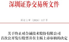 合诚技术终止深交所主板IPO 原拟募10亿中信证券保荐