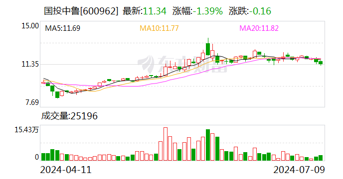 国投中鲁：2024年上半年净利同比预降93.6%-94.88%